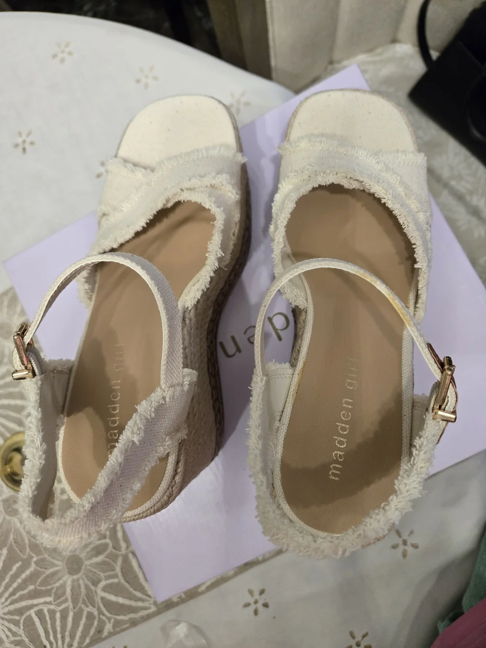 Madden Girl Cream Carlotta Espadrille Platform Wedge Sandals 7.5